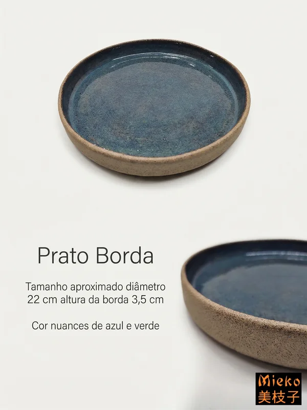 R$ 100 (PIX) R$ 110 (CARTÃO) Prato Borda Nuances Azul E Verde